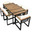 Ensemble de salle à manger d'extérieur 7 pièces - Bois beige et acier, coussins amovibles, - Pour 7 pièces, structure en acier, coussins imperméables pour jardin.