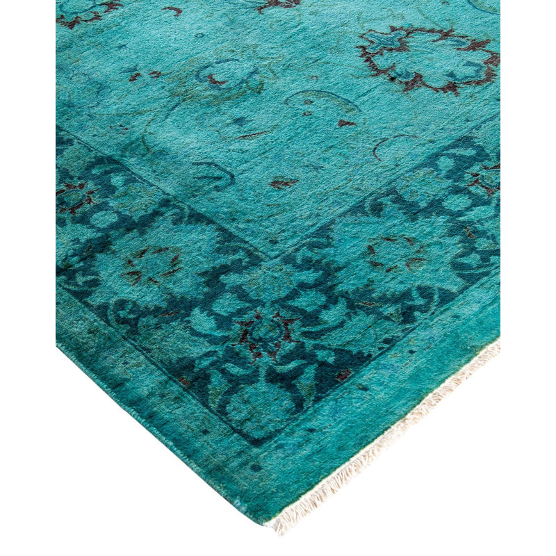 Tapis bleu nouvel âge 4 pi x 6 pi Damiano