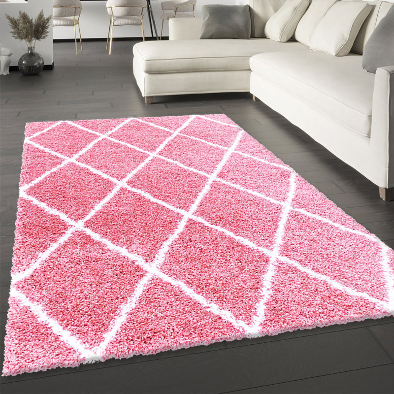 Curtavious Geometric Shag Area Rug, Rectangle 120 x 170cm