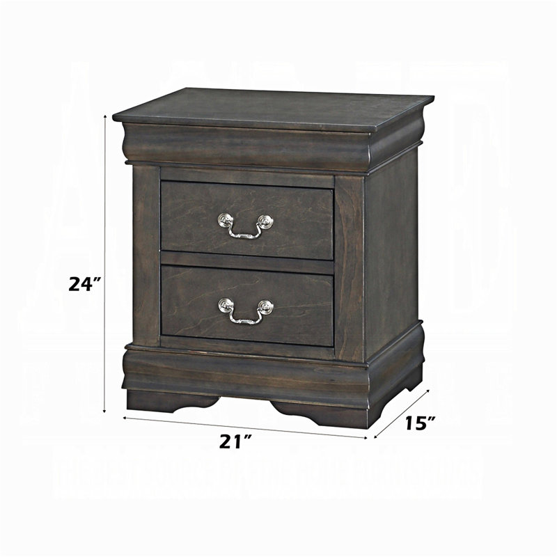Table de chevet avec tiroir, Gris foncé