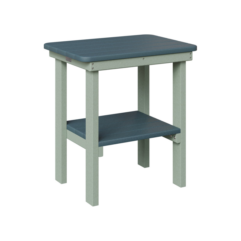 Outdoor Rectangle Side Table, Antique Mahogany, Slate/Seashell