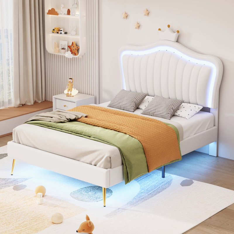 Lit plateforme, Blanc, Lit simple