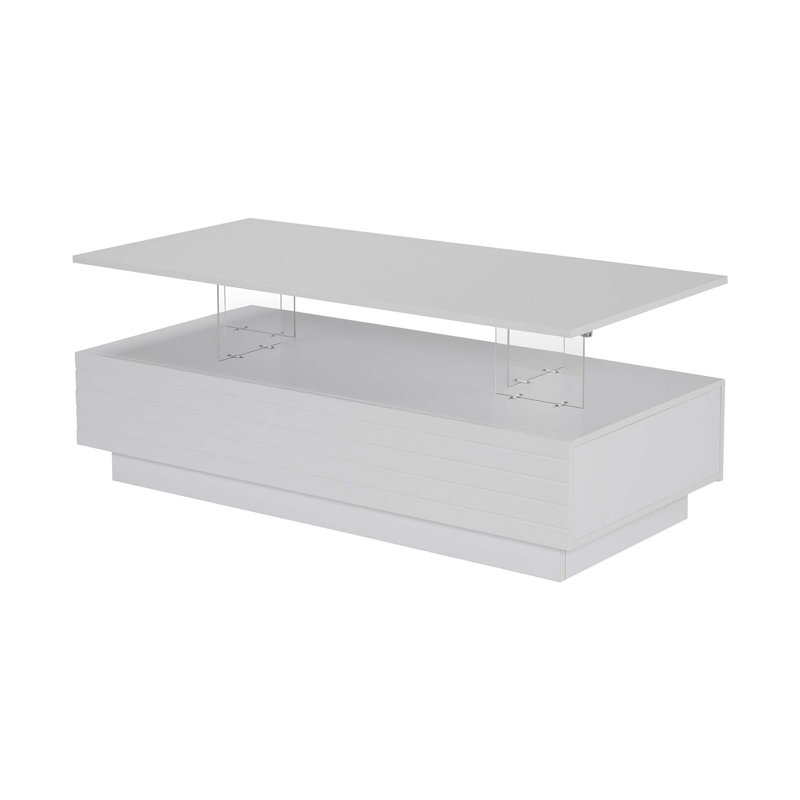 Table basse moderne à 2 tiroirs avec lumières DEL modernes, Blanc
