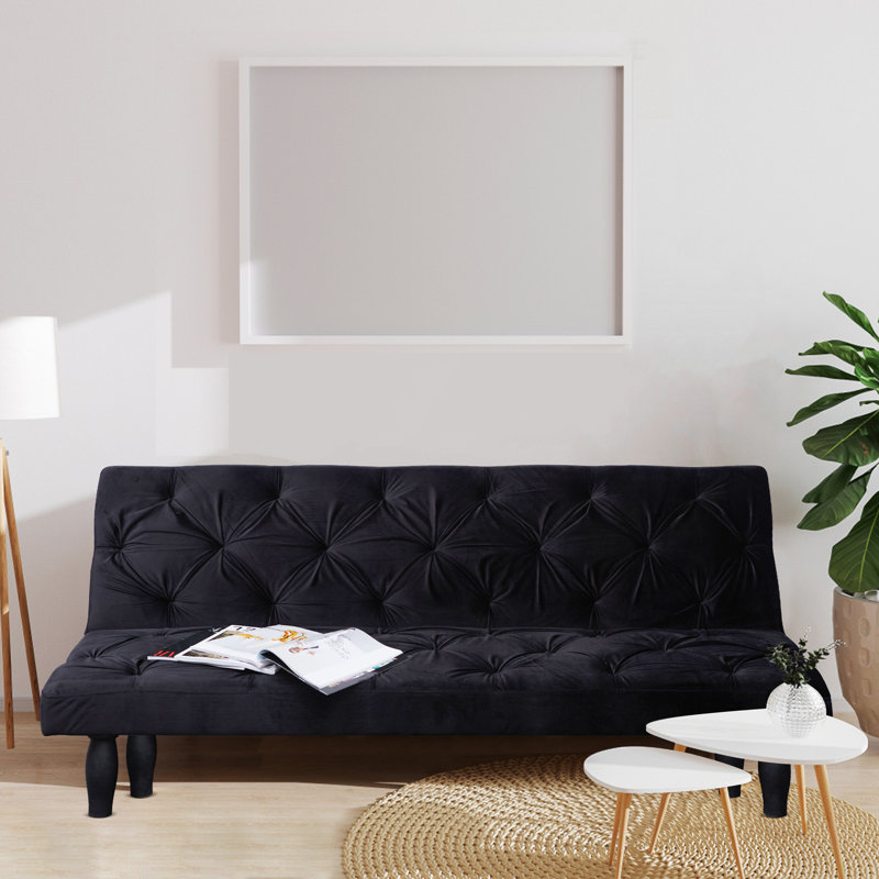 Causeuse inclinable rembourrée 65,8 po Gimena, Velours noir
