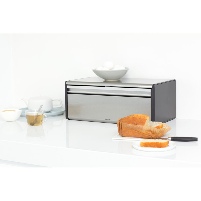 Brabantia Fall Front Bread Bin, Silver/Black