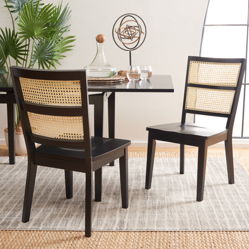 Gordes 17.5'' H Upholstered Side Chair, Black/Natural