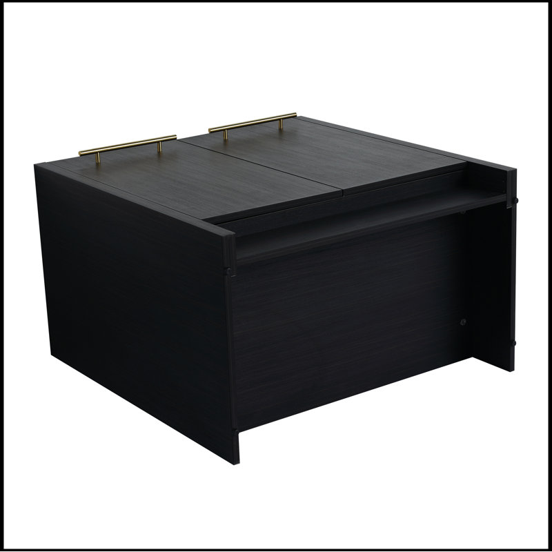 Black Freestanding Bathroom Vanity with Gold Handles