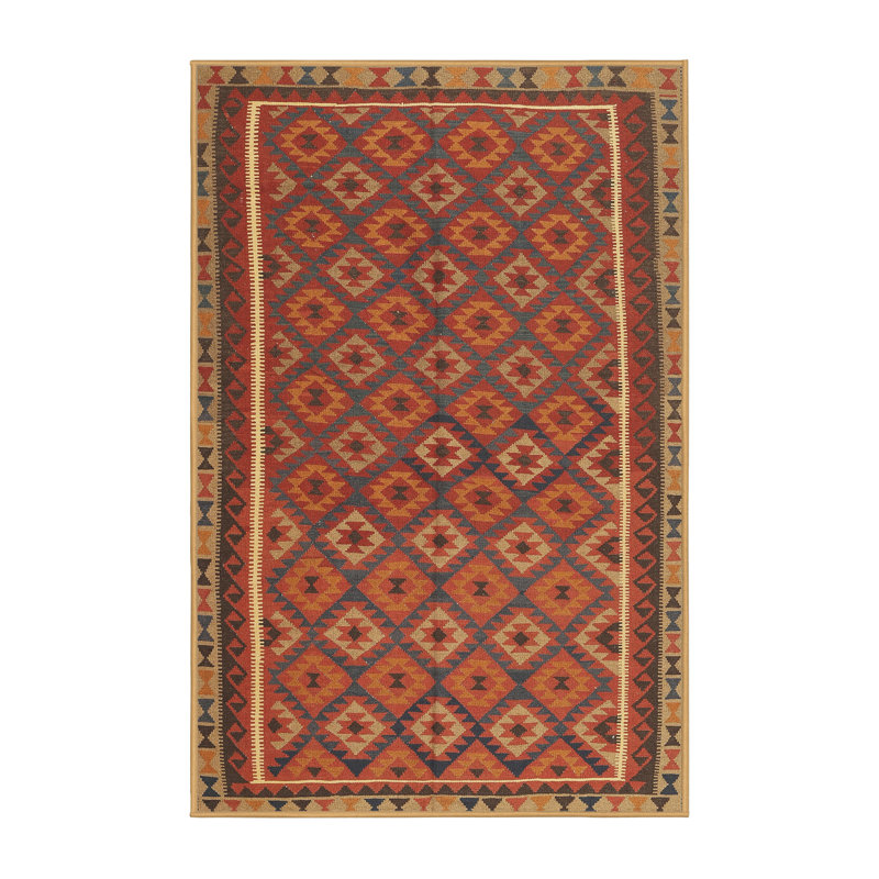 Tapis contemporain rouge / brun, Rectangle 7 pi x 10 pi