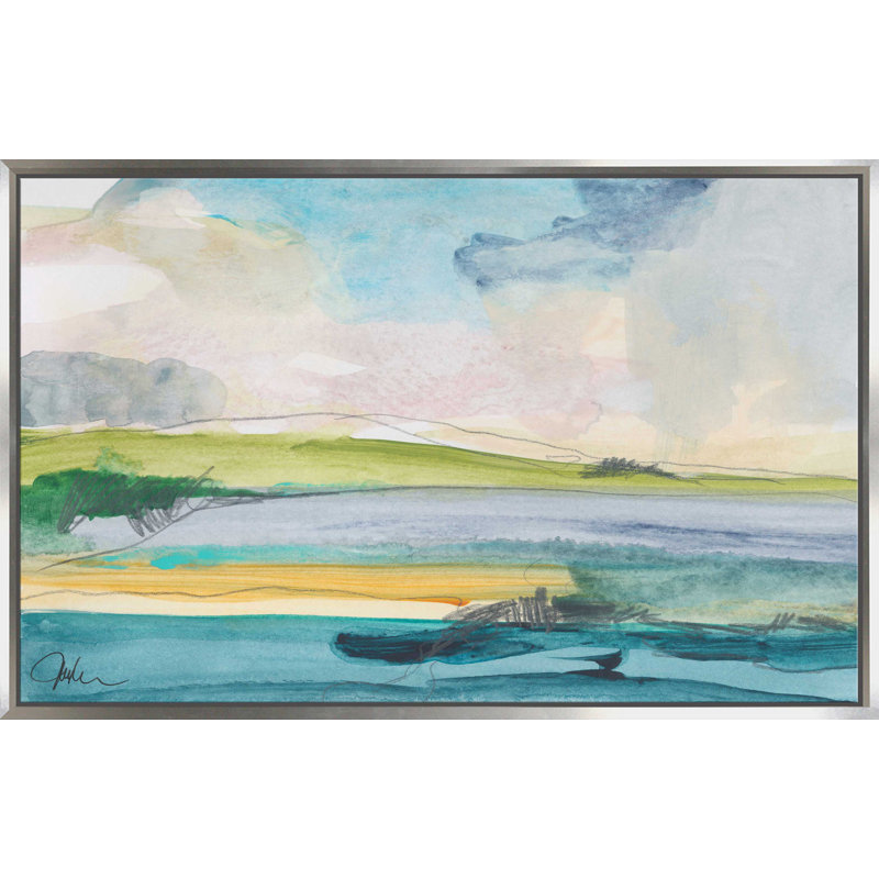 Amid The Jewels par - Peinture, H 27,5 po x l 43,5 po x P 2 po, Cadre flottant argent
