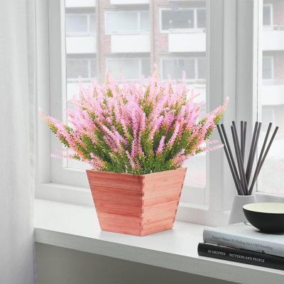 16 bouquets de lavande simulée, décoration de lavande artificielle intérieure et extérieure de 14 pouces pour le balcon et le patio sans panier suspendu, couleur rose