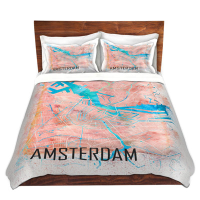 DiaNoche Duvet Cover Sets Microfiber by Markus Bleichner - Amsterdam Netherlands Map