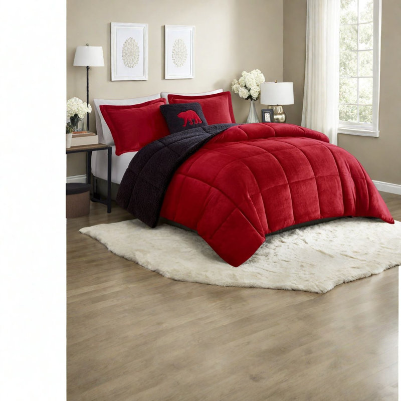 Ensembles de literie très confortables, Sherpa en polyester moelleux rustique et confortable