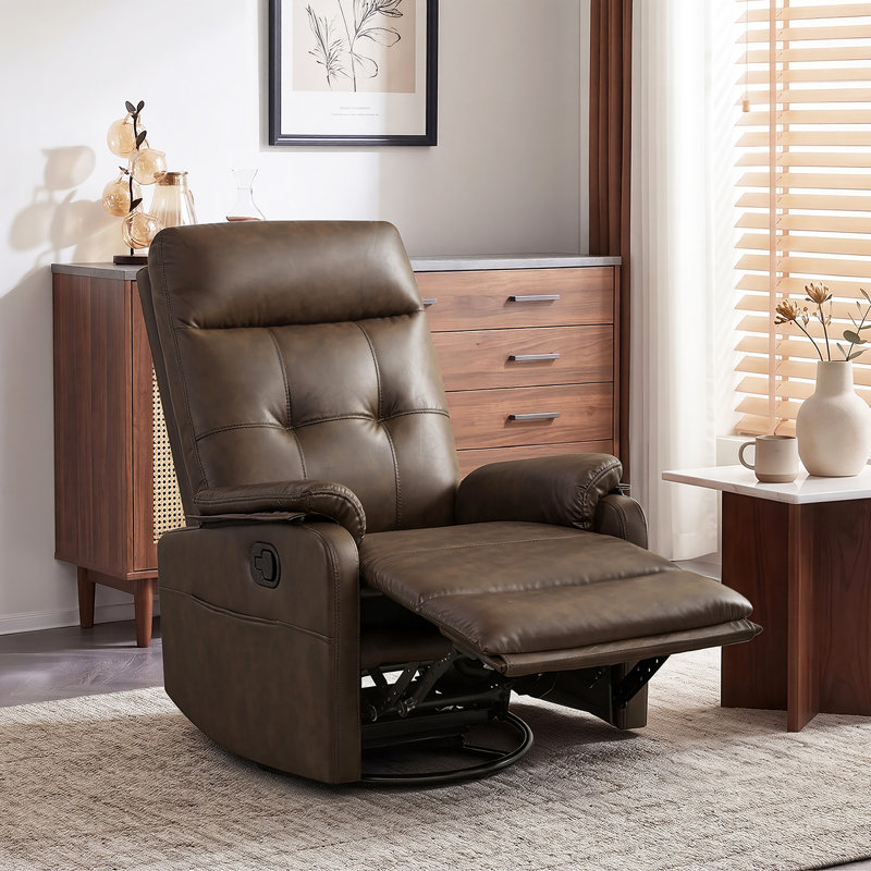 Chaise pivotante manuelle de 25,2 po avec pochette de rangement, plateau rabattable et porte-gobelets doubles