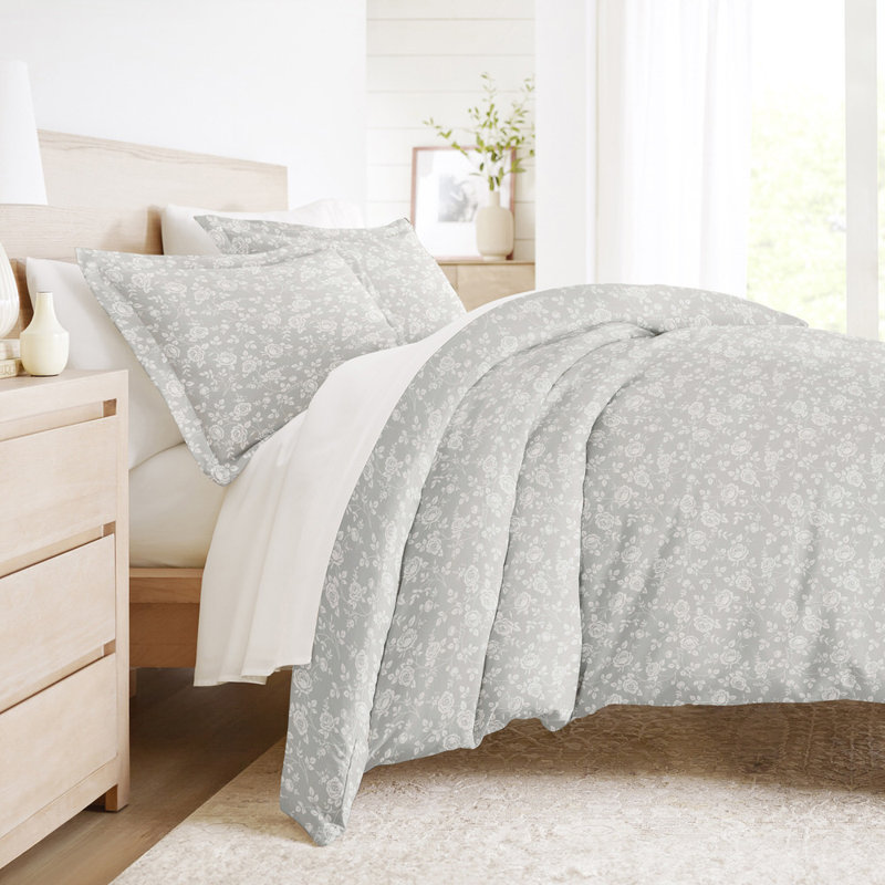 Ensemble de housse de couette en microfibre à motif de literie ultra douce rose