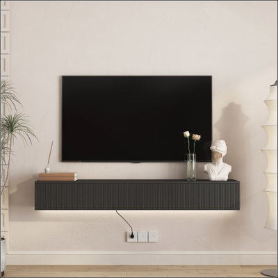 Meuble télé flottant fixé au mur avec 16 DEL de couleur pour téléviseurs de 55 à 65 pouces