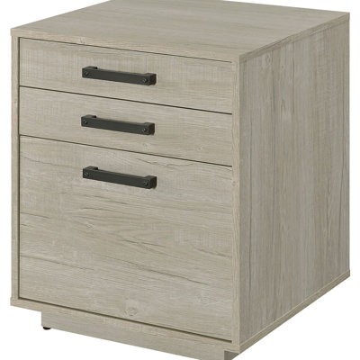 White And Grey, Freestanding, 3 - Drawer, File Cabinet, Home Office, Arm, Design, Contemporary Look, Main Material Freestanding Drawer Office Cabinet With Washed Grey Finish, Arm And Aesthetic,
