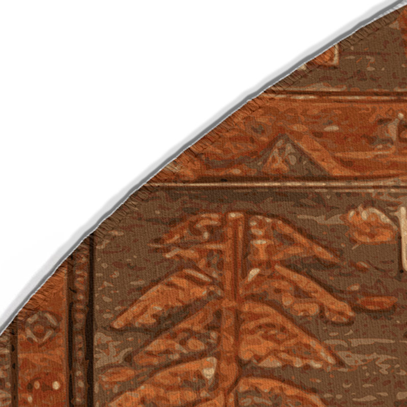 Tapis turc intérieur et extérieur brun, Rond 5 pi
