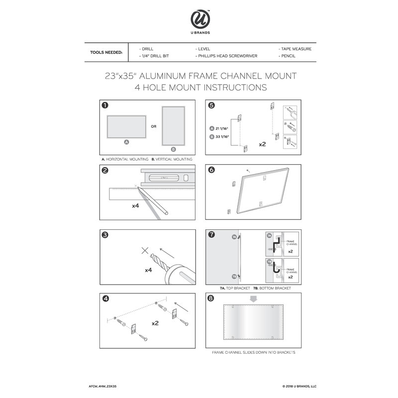 Magnetic White Dry Erase Board with Aluminum Frame, 24 x 18