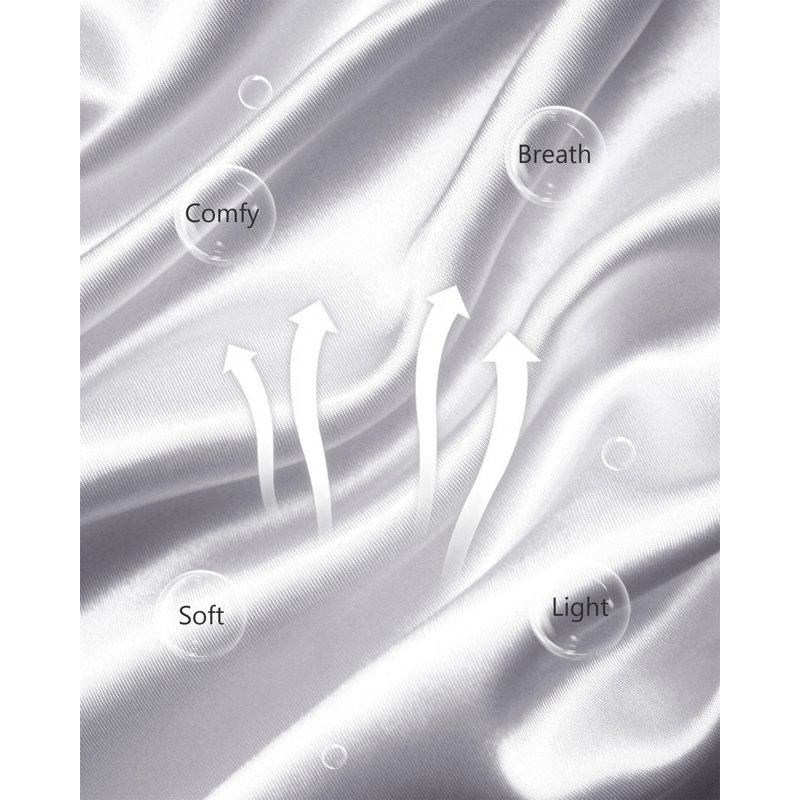 Renta Satin Above Knee Bathrobe, XL, Silver