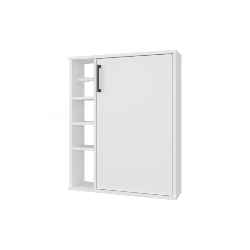 White 1-Door Bathroom Cabinet With 4 Open Shelf