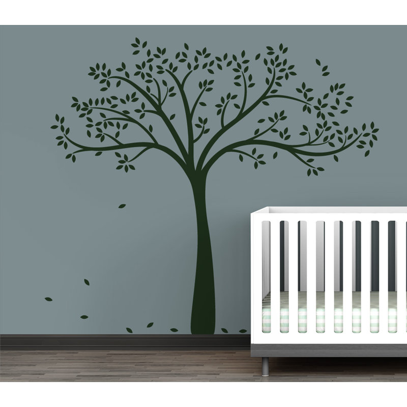 Décalcomanie murale arbre d’automne monochrome, Vert Noël immortel