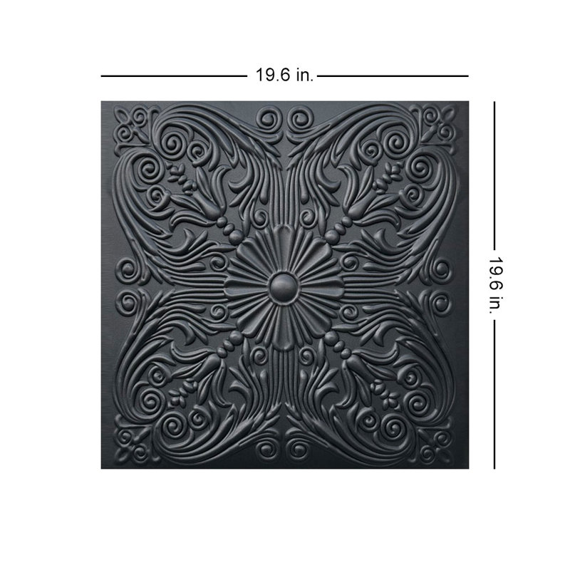 Tuile de plafond en polystyrène espagnol 1,6 pi x 1,6 pi, Noir mat