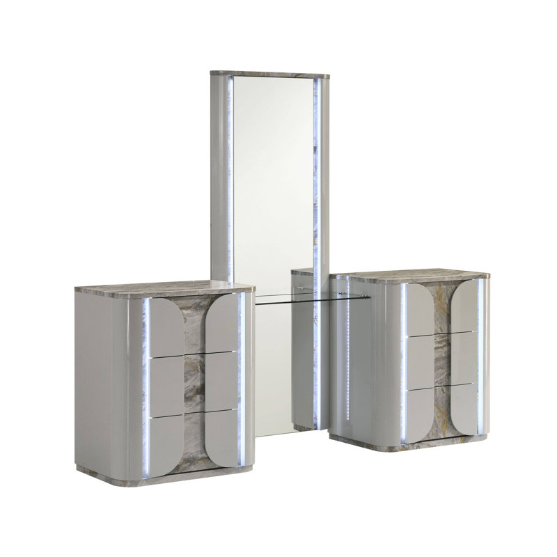 Ensemble de meuble-lavabo contemporain 79 "avec tabouret, gris clair