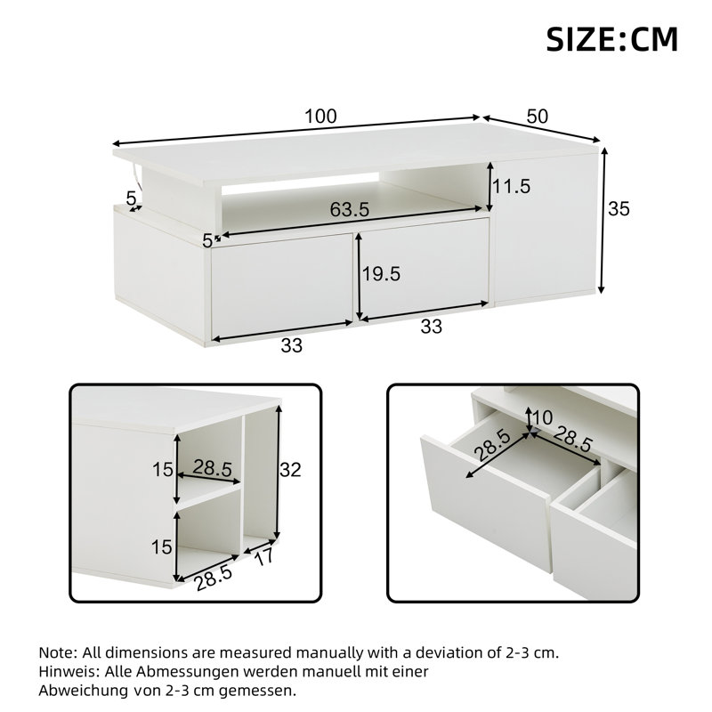 Solid Coffee Table with Storage