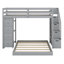 Lit superposé avec tablettes à 3 niveaux, tiroirs et escalier de rangement-79456605
