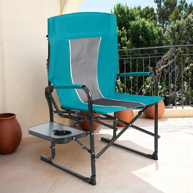 Chaise de camping confortable avec table d'appoint Comfort, Bleu