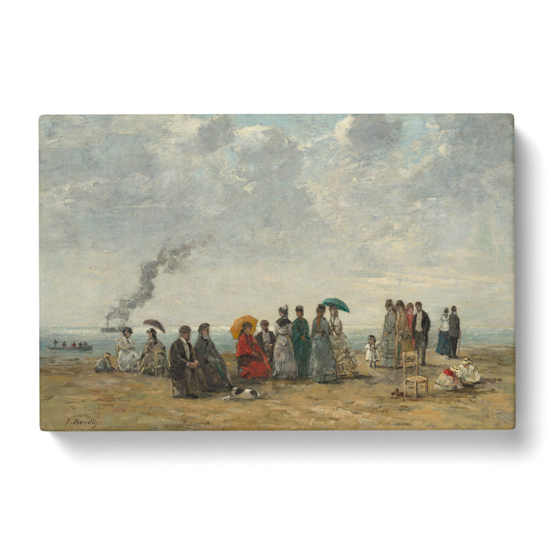 Figures On The Beach by Eugene Boudin - Wrapped Canvas Painting, 50cm H x 76cm W x 3cm D