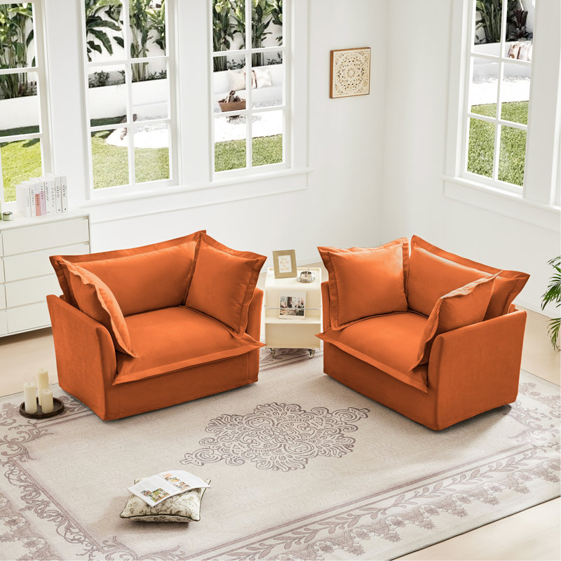 Ensemble de 2 fauteuils avec housse, ensemble de chaises d'appoint à siège profond pour salon, salle de lecture, chambre à coucher et espaces de travail, ensembles de fauteuils avec grands coussins moelleux