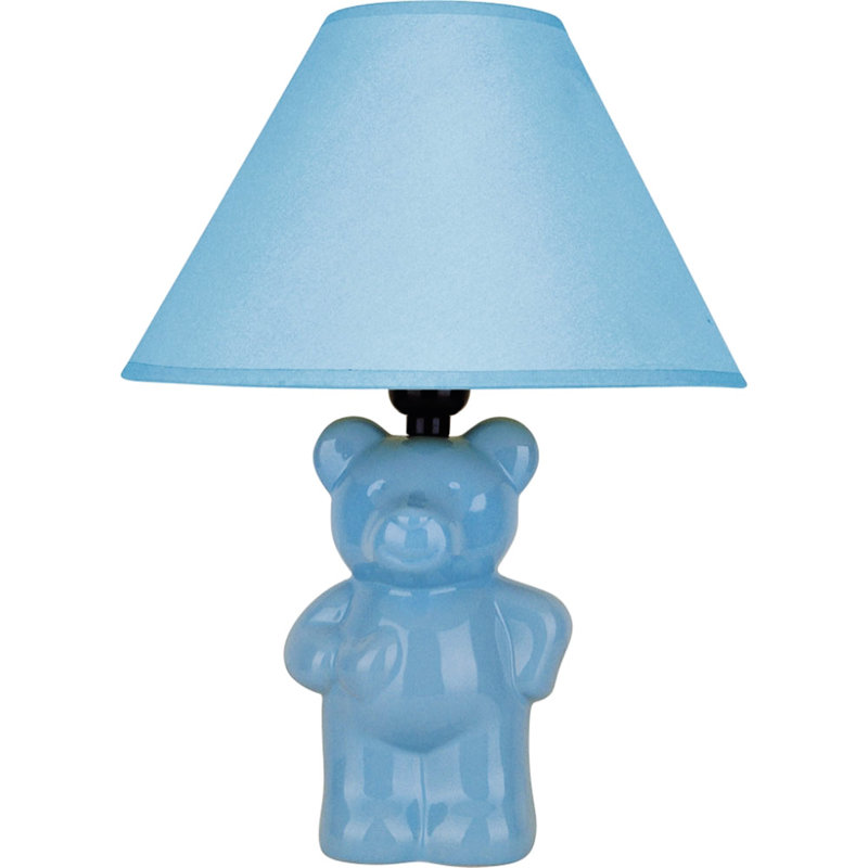 Baccam 13"  Bedside Table Lamp With Empire Shade, Light Blue