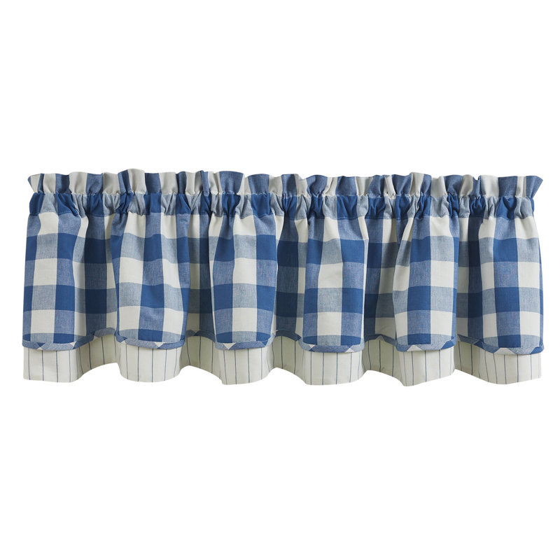 Cantonnière doublée à carreaux Buffalo 16 po, Bleu