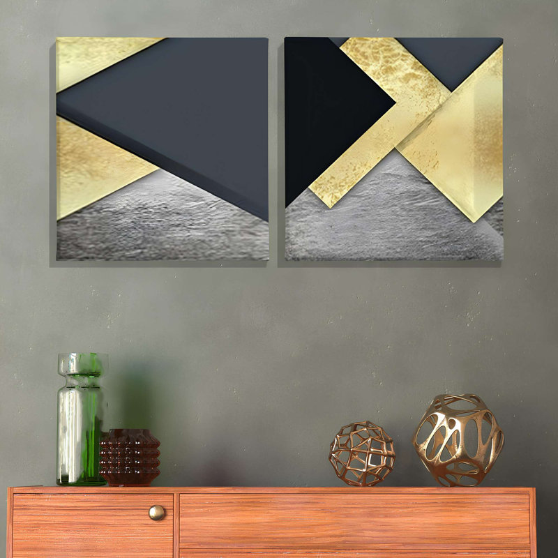 Stylish Decorative Canvas Paintings (2 Pieces), 12 x 12 Inches | 100% Canvas with 100% Wooden Frame | Perfect for Living Room, Bedroom, or Office Decor, Adds Elegance and Modern Touch to Any Space
