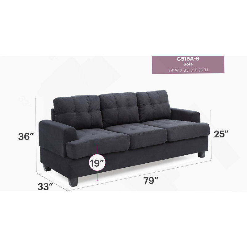 Canapé Sandridge G515A-S de Glory Furniture, microsuède doux, dossiers et accoudoirs amovibles pour une livraison facile et confortable