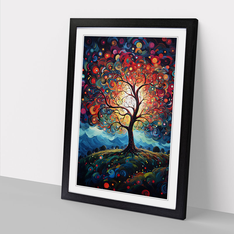 Apple Tree Expressionism Art - Framed Print, 46cm H x 34cm W, Black Framed
