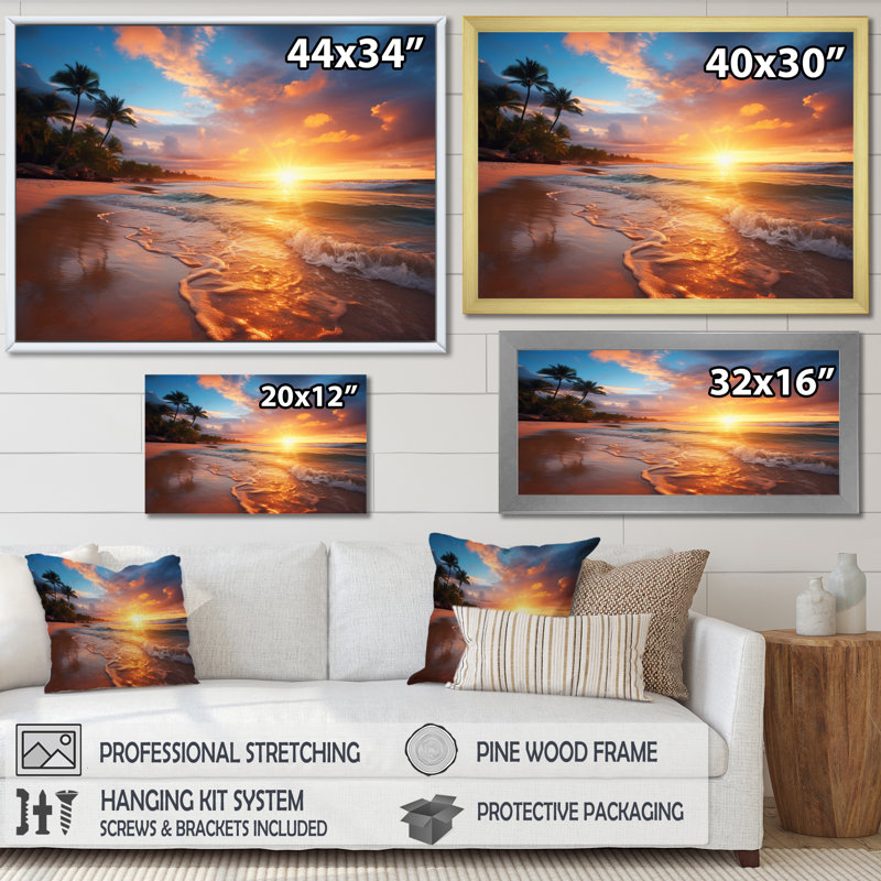 Beach Photo Sunset Serenade XIII - Nautical & Beach Wall Art Living Room, Toile tendue, H 34 po x l 44 po