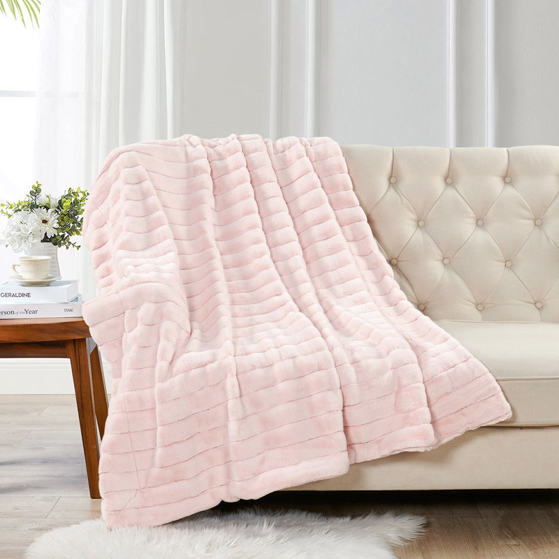 Jeté Super Mink, Rose doux, L 60 po x L 80 po