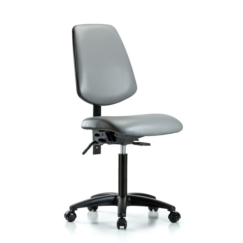 Chaise de travail Kharli, Non, Gris clair, Roulettes