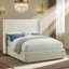 Tête de lit capitonnée tapissée à oreilles, tête de lit en bois massif avec pieds en bois, tête de lit à hauteur réglable de 47 po à 63 po, tête de lit en tissu au design moderne, beige-1103375580-1103375576