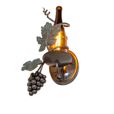 11" Wide Tuscan Vineyard Wine Bottle Left Wall Sconce