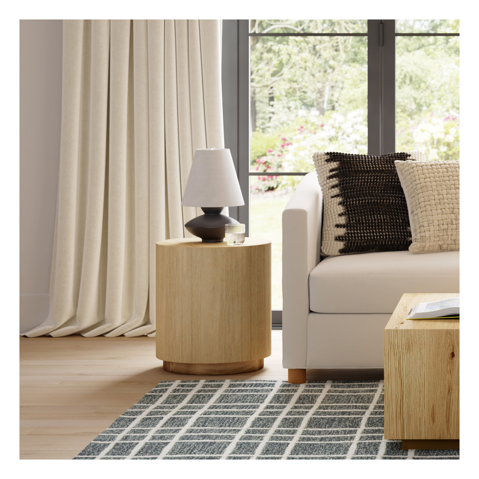 Taryn 20" Drum End Table, Natural