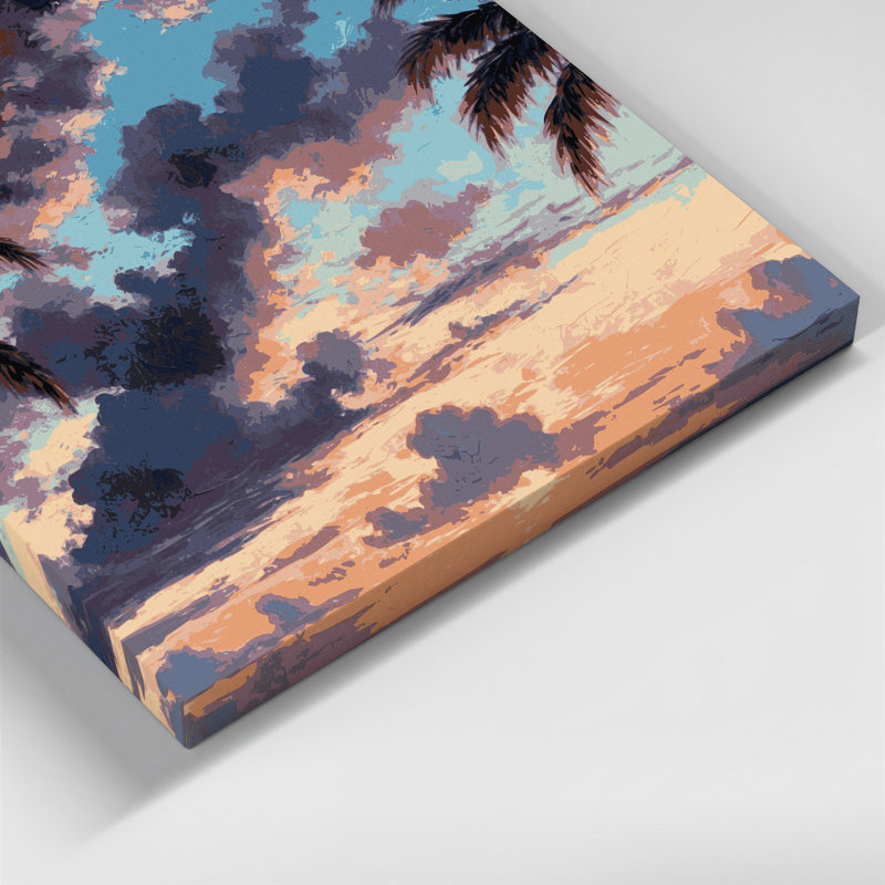 Toile hawaïenne, ciel mauve, art mural, H 16 po x l 20 po
