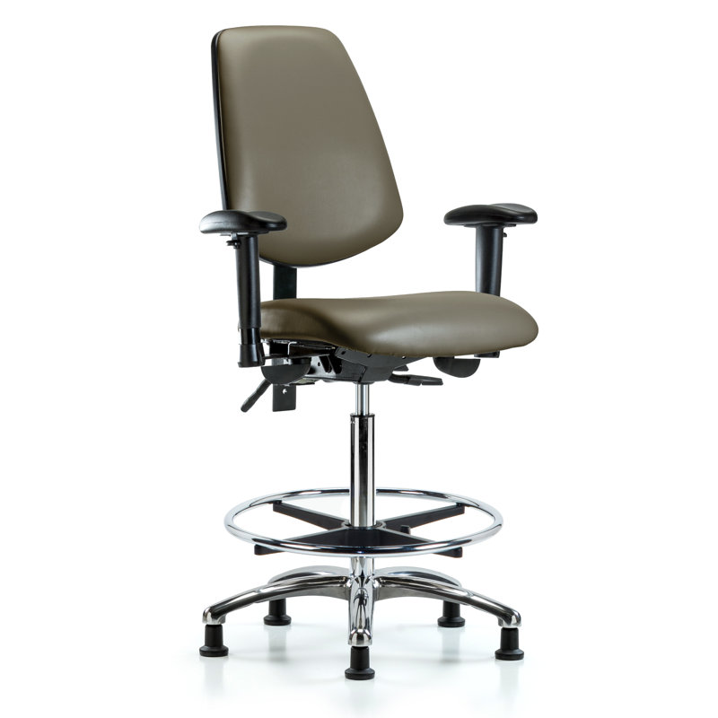 Chaise de travail ergonomique Landolfo, Taupe, Patins, Oui