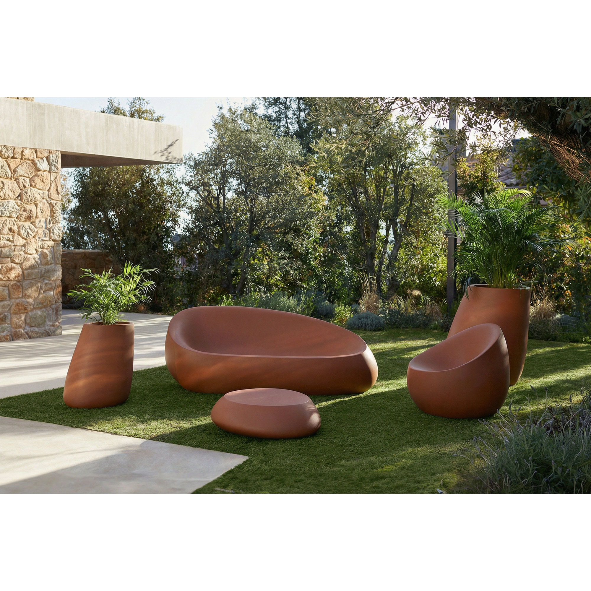 Plastic Outdoor Lounge Chair, Camel