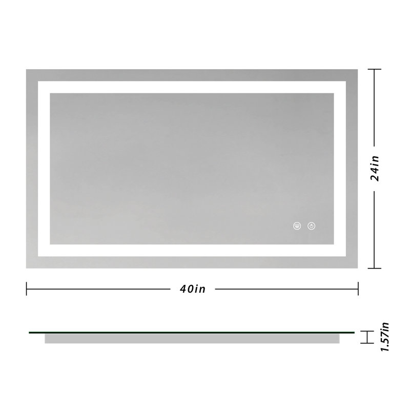 Miroir de salle de bain Lashaunte, Rectangle, 40 po x 24 po