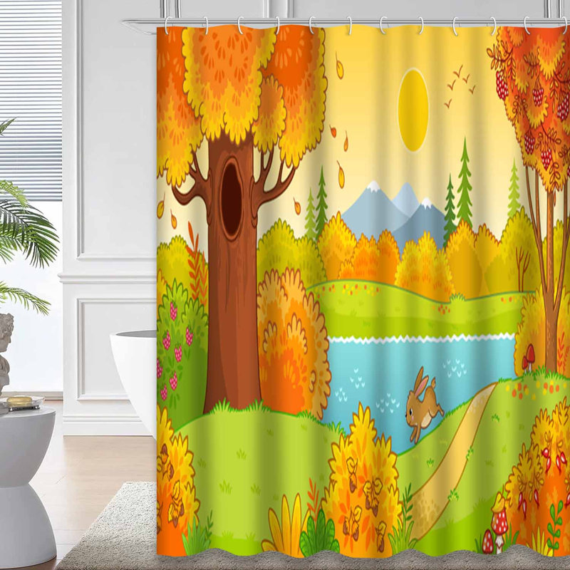 Rideau de douche avec 12 crochets Autumn, L 72 po x l 78 po