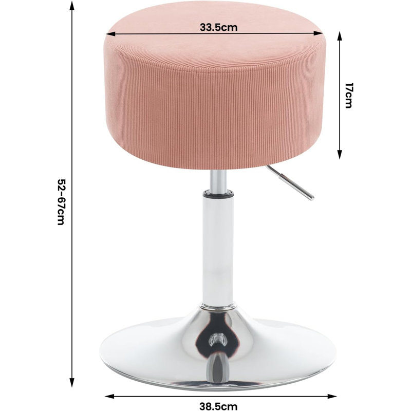 Bausch Swivel Upholstered Adjustable Height Bar Stool, Pink, 1