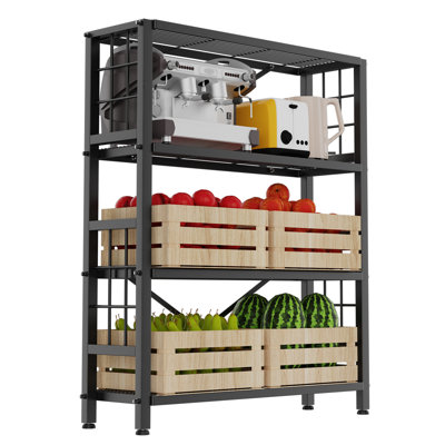 4-Tier Heavy Duty Garage Shelving , Metal Storage Rack Unit with 1200 lb Capacity for Basement, Warehouse  (Black, 37.8"D x 14.2"W x 50.2"H)